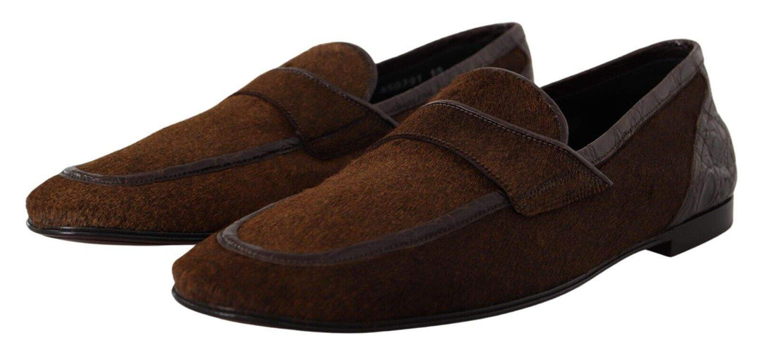 Dolce & Gabbana Brown Exotic Leather  Slip On Loafers Shoes #men, Brown, Dolce & Gabbana, EU44/US11, feed-1, Loafers - Men - Shoes at SEYMAYKA