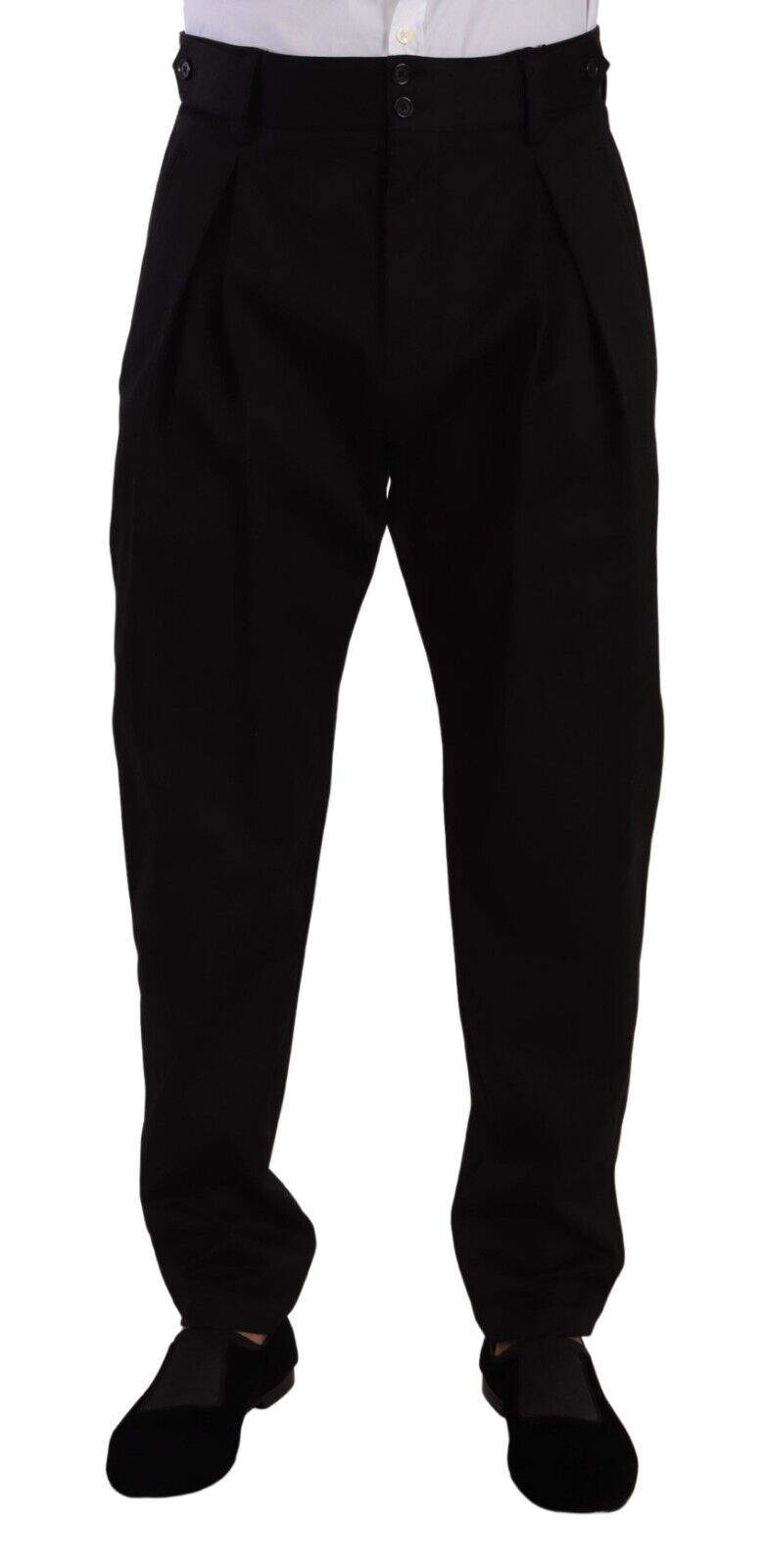 Dolce & Gabbana Black Cotton High Waist  Trouser Dress Pants #men, Black, Dolce & Gabbana, feed-1, IT48 | M, Jeans & Pants - Men - Clothing at SEYMAYKA