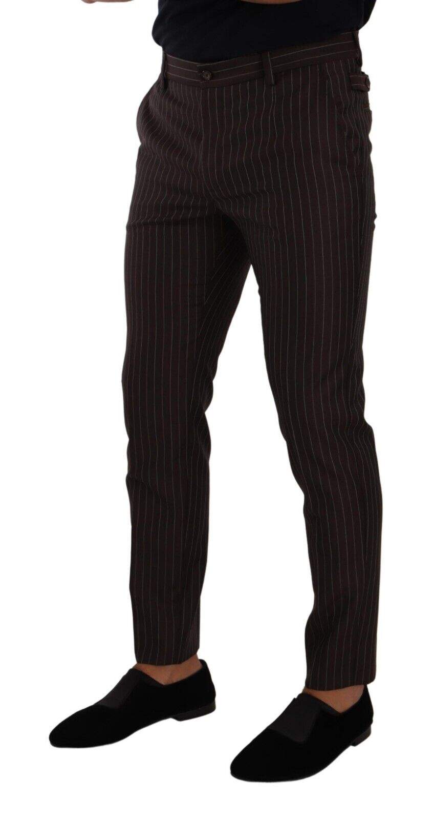 Dolce & Gabbana Brown Striped Wool Formal Trouser Dress Pants #men, Brown, Dolce & Gabbana, feed-1, IT48 | M, Jeans & Pants - Men - Clothing at SEYMAYKA