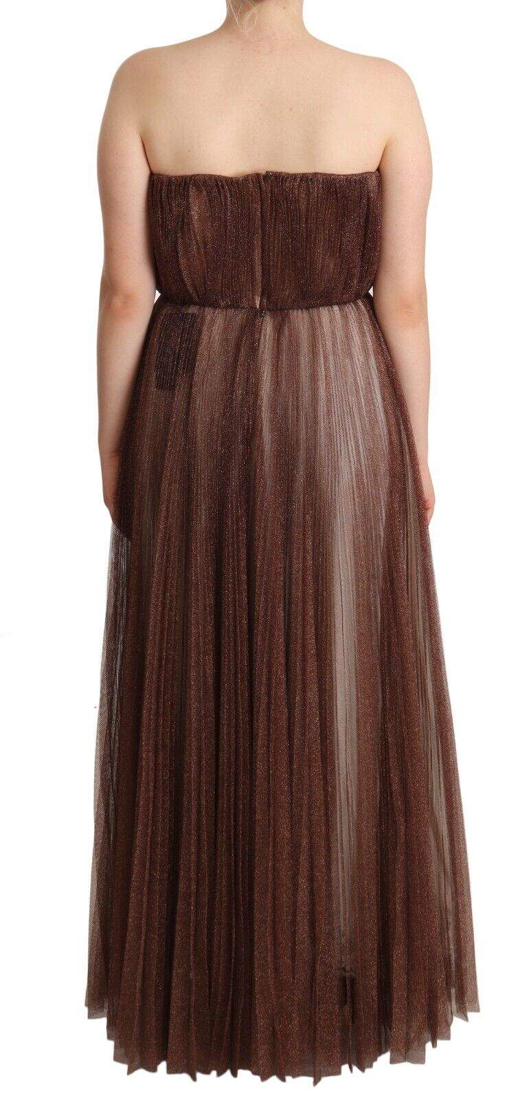Dolce & Gabbana Metallic Bronze Polyester Maxi Gown Dress Bronze, Dolce & Gabbana, Dresses - Women - Clothing, feed-1, IT46|XL at SEYMAYKA