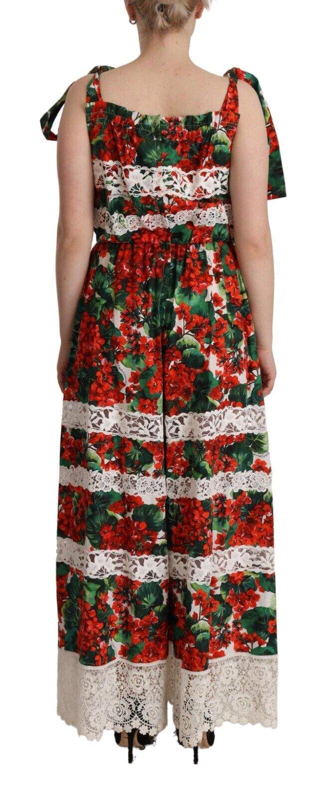 Dolce & Gabbana Multicolor Geranium Print Lace Long Maxi Dress Dolce & Gabbana, Dresses - Women - Clothing, feed-1, IT42|M, IT44|L, Multicolor at SEYMAYKA