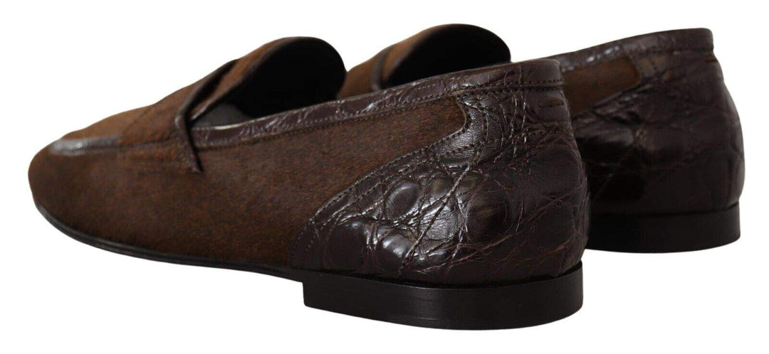 Dolce & Gabbana Brown Exotic Leather  Slip On Loafers Shoes #men, Brown, Dolce & Gabbana, EU44/US11, feed-1, Loafers - Men - Shoes at SEYMAYKA