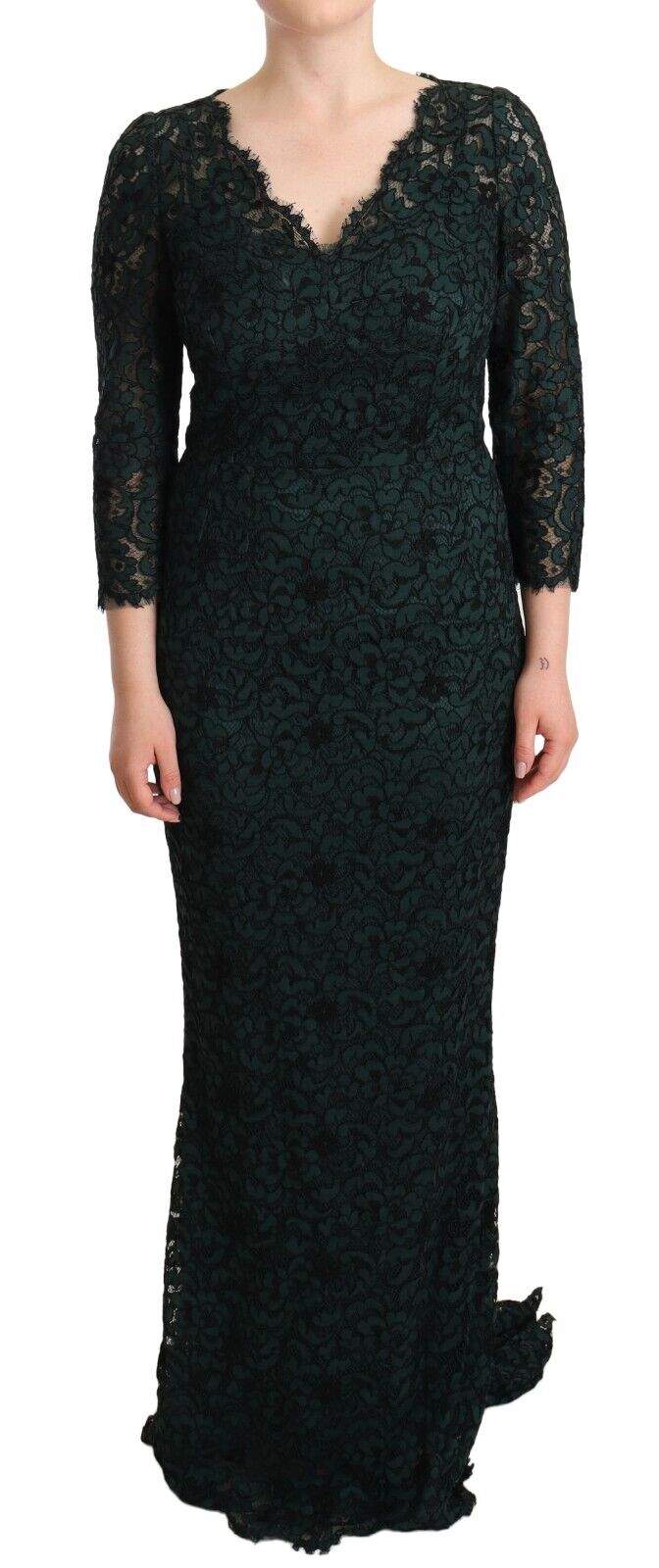 Dolce & Gabbana Green Floral Lace Maxi Floor Length Dress Dolce & Gabbana, Dresses - Women - Clothing, feed-1, Green, IT44|L at SEYMAYKA