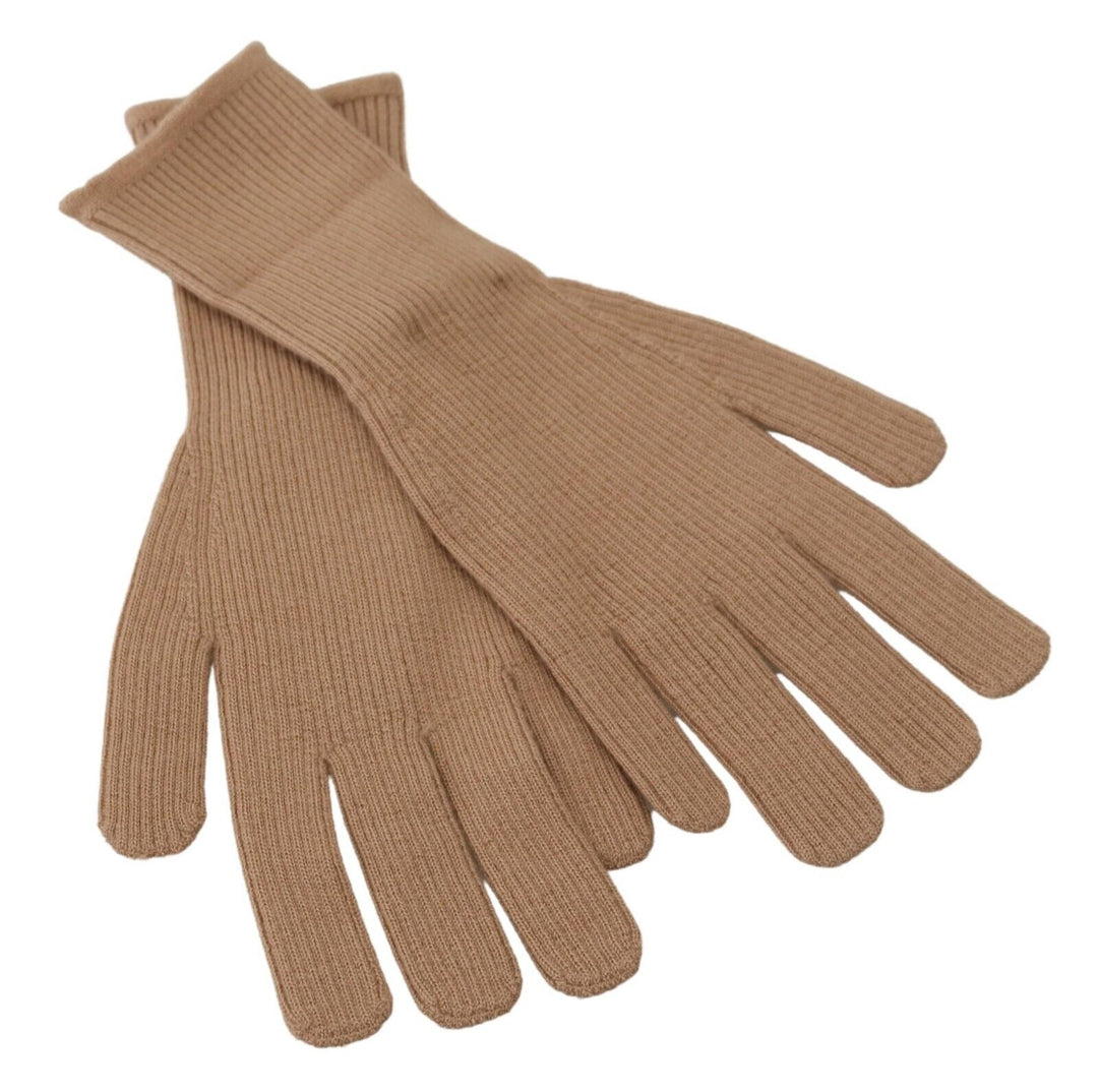 Dolce & Gabbana Beige Cashmere Knitted Hands Mitten s Gloves