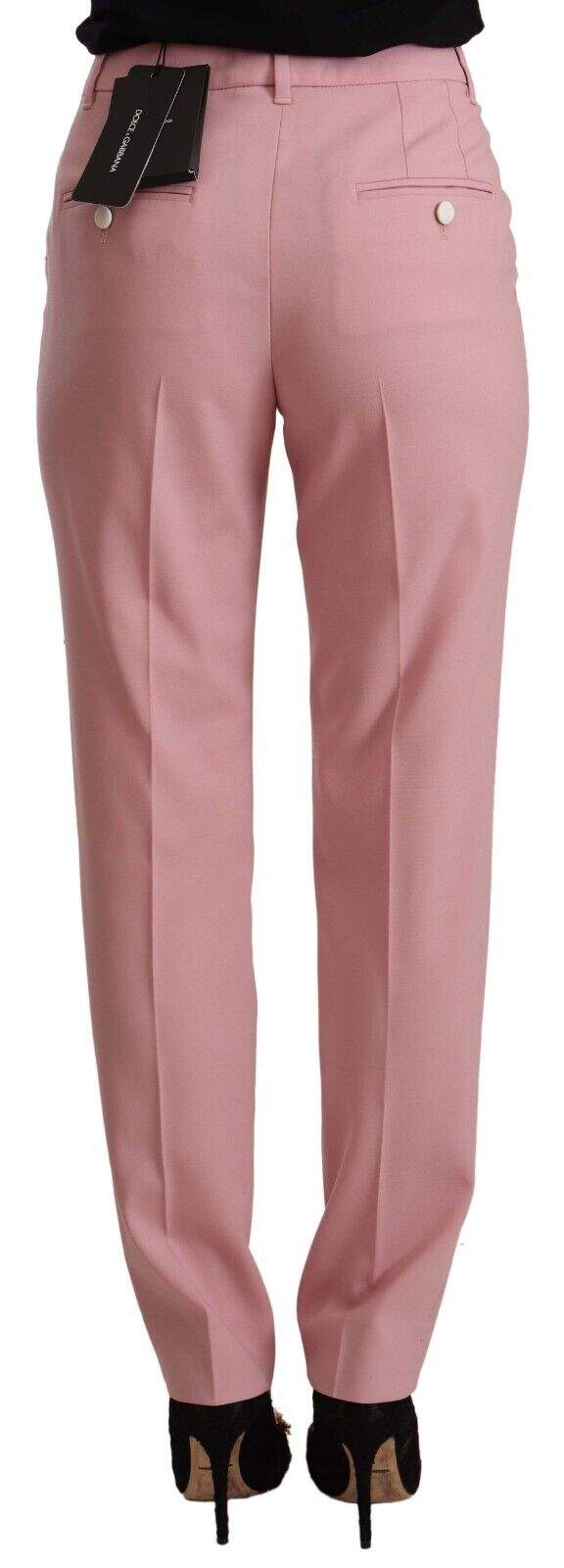 Dolce & Gabbana Pink Wool Stretch High Waist Trouser Pants Dolce & Gabbana, feed-1, IT40|S, IT42|M, Jeans & Pants - Women - Clothing, Pink at SEYMAYKA