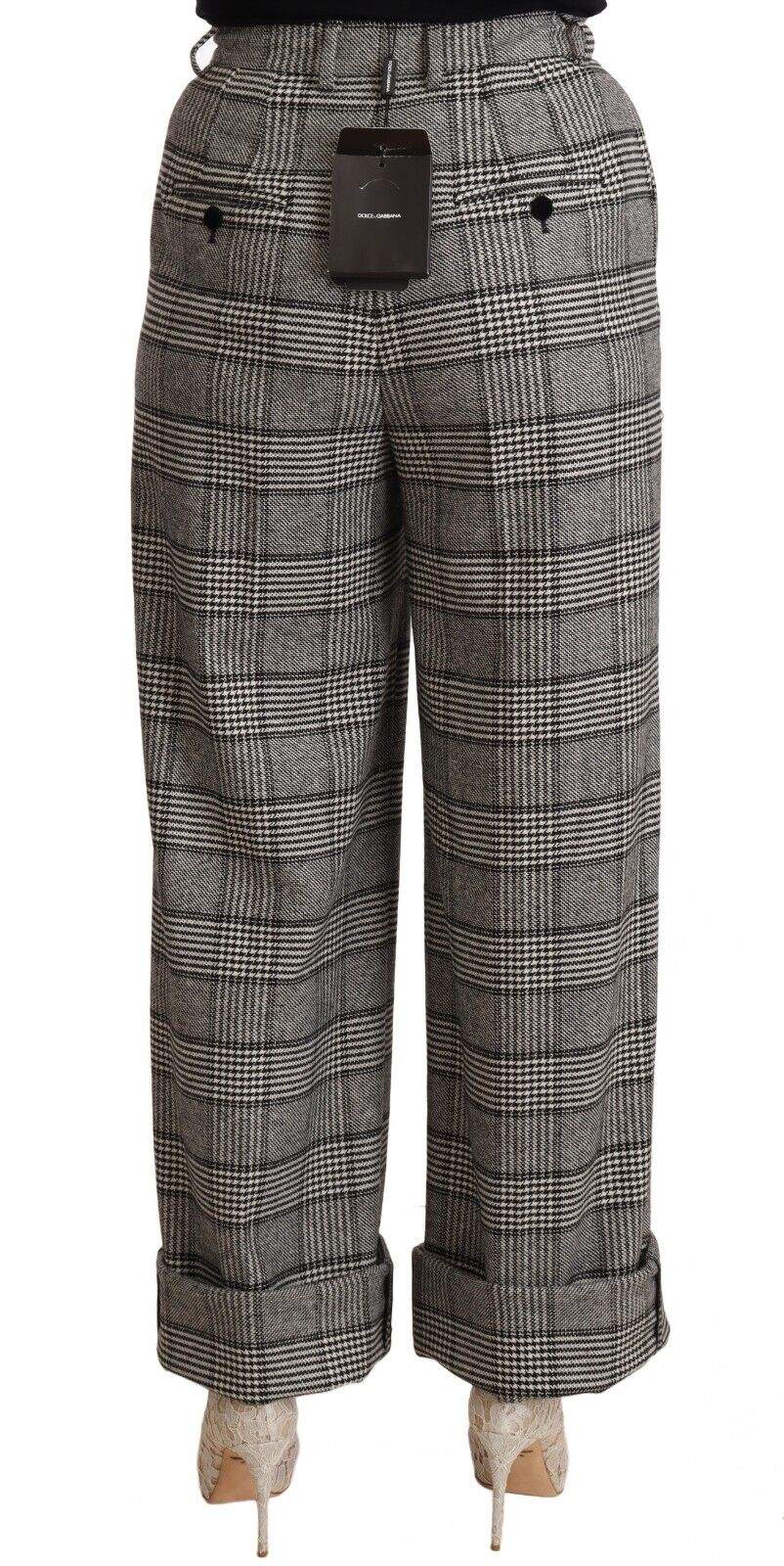 Dolce & Gabbana Gray Tartan Straight Trouser Wool Pants Dolce & Gabbana, feed-1, Gray, IT40|S, Jeans & Pants - Women - Clothing at SEYMAYKA