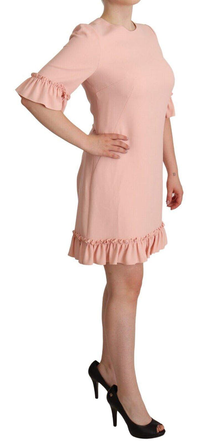 Dolce & Gabbana Pink Ruffled Sleeves Viscose Sheath Dress Dolce & Gabbana, Dresses - Women - Clothing, feed-1, IT44|L, Pink at SEYMAYKA
