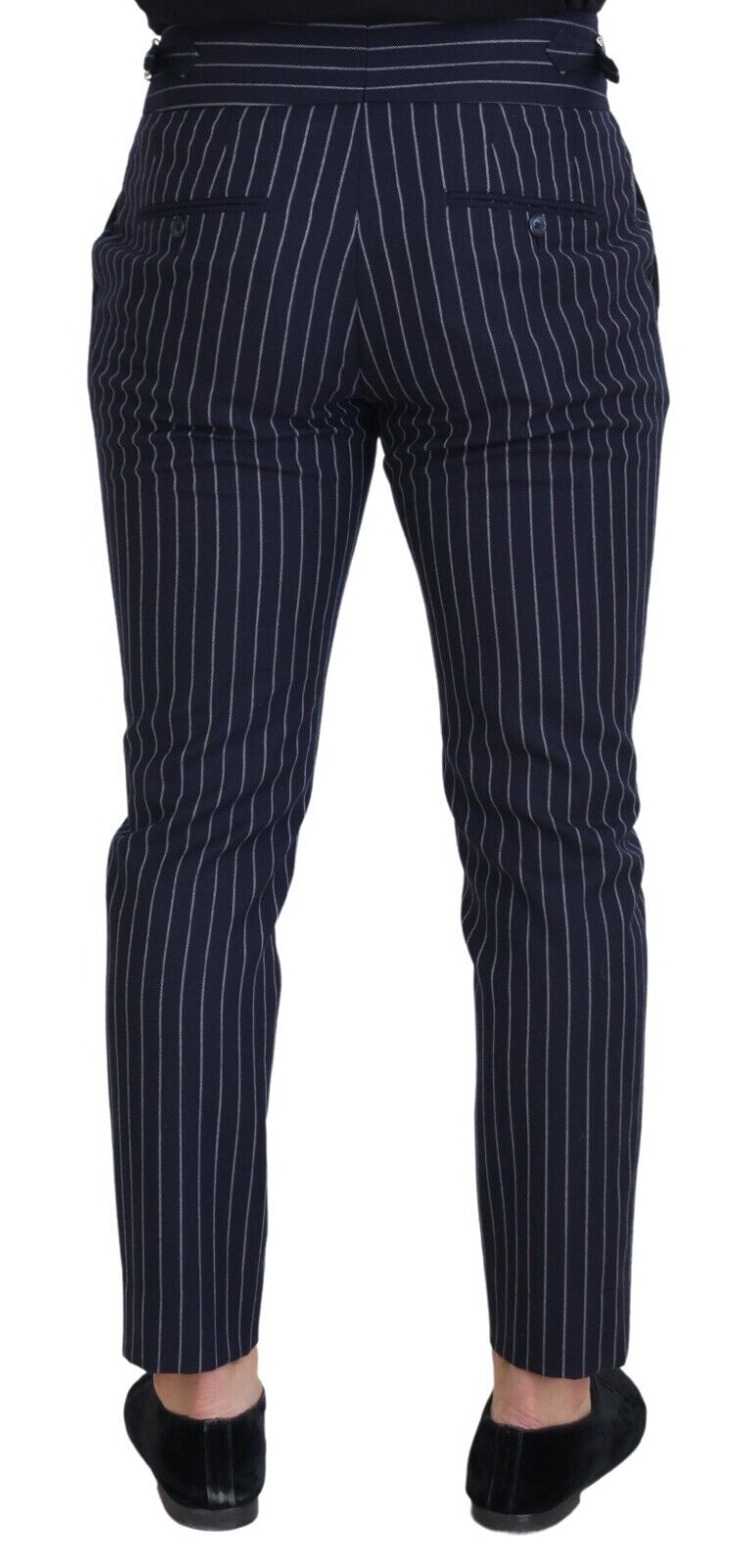 Dolce & Gabbana Blue Wool Striped Men Formal Trouser Pants