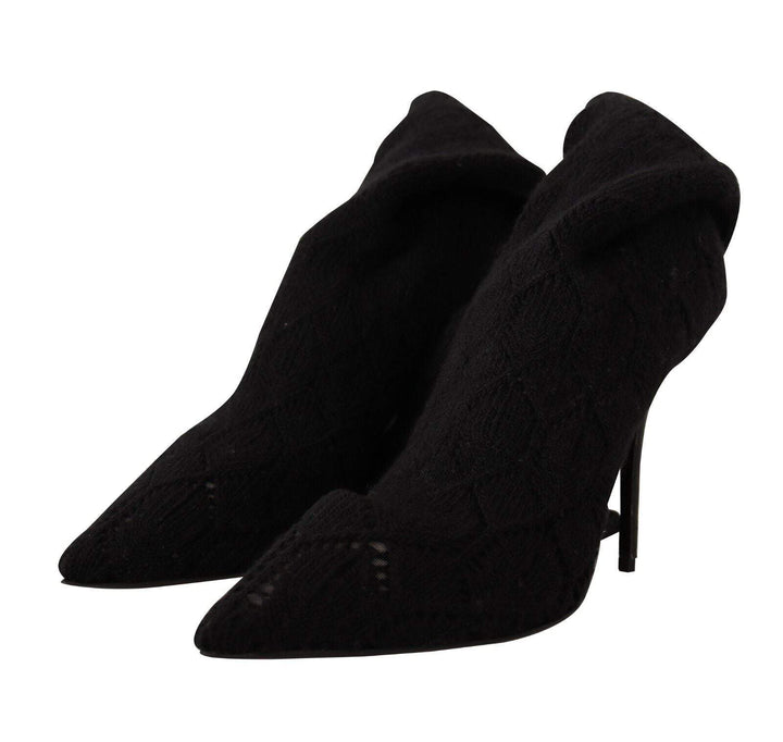 Dolce & Gabbana Black Stretch Socks Knee High Booties Shoes Black, Boots - Women - Shoes, Dolce & Gabbana, EU39/US8.5, EU41/US10.5, feed-1 at SEYMAYKA