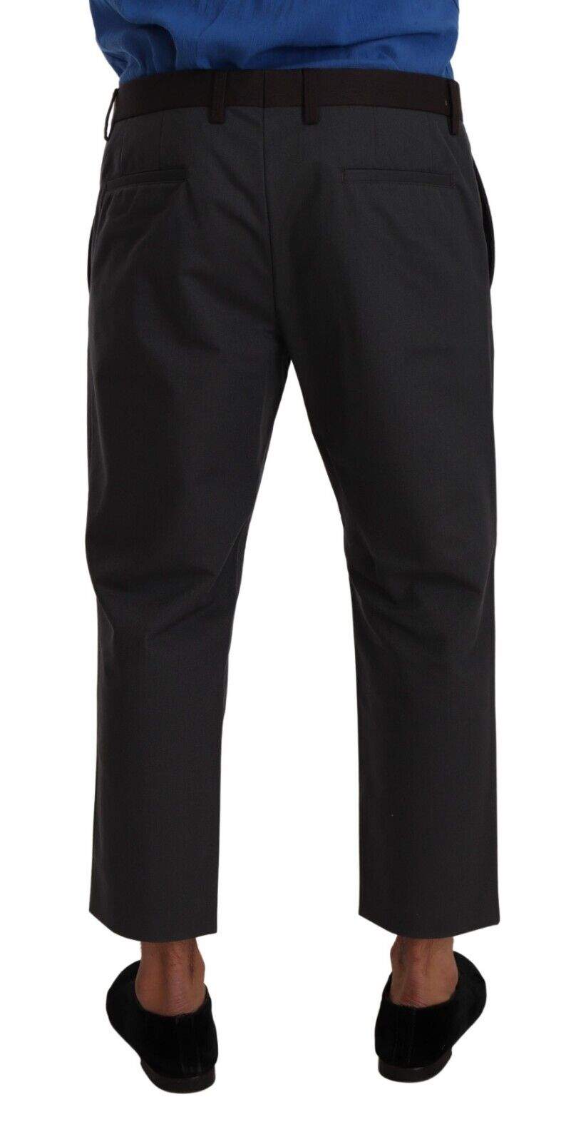 Dolce & Gabbana Gray Bordeaux Striped Cropped Trouser Pants #men, Dolce & Gabbana, feed-1, Gray, IT48 | M, IT52 | XL, IT54 | XL, Jeans & Pants - Men - Clothing at SEYMAYKA