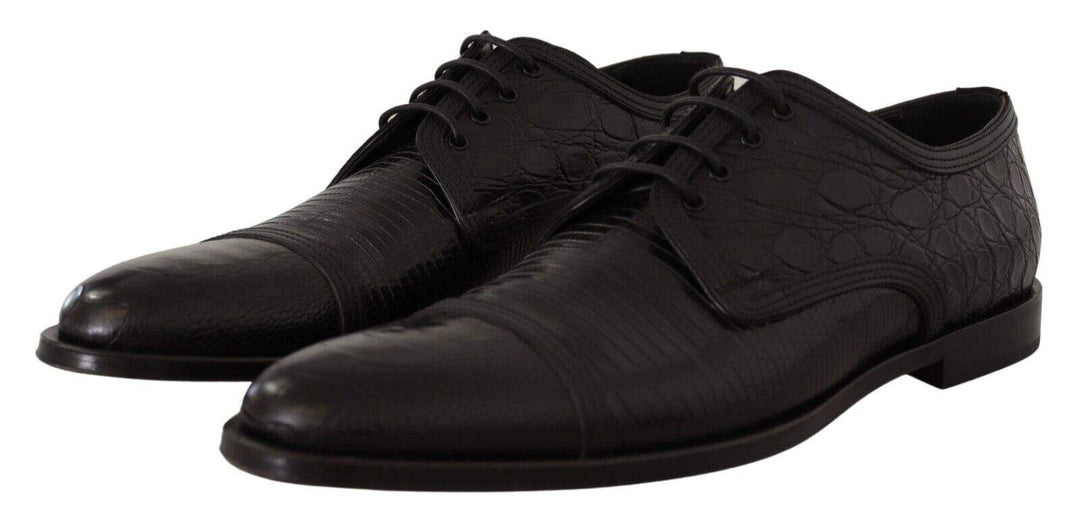 Dolce & Gabbana Black Exotic Leather Lace Up Formal Derby Shoes #men, Black, Dolce & Gabbana, EU44/US11, feed-1, Formal - Men - Shoes at SEYMAYKA