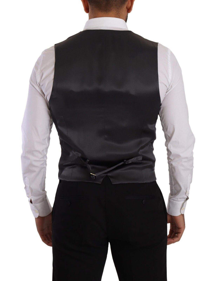 Dolce & Gabbana Gray Striped Double Breasted Waistcoat Vest #men, Black and Gray, Dolce & Gabbana, feed-1, IT48 | M, Vests - Men - Clothing at SEYMAYKA