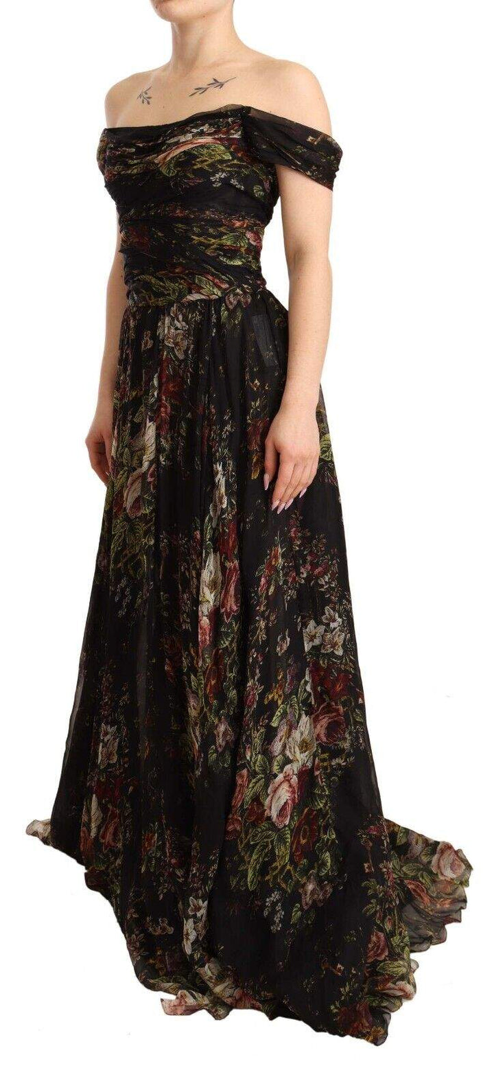 Dolce & Gabbana Multicolored Floral Off Shoulder Gown Dress Dolce & Gabbana, Dresses - Women - Clothing, feed-1, IT40|S, Multicolor at SEYMAYKA