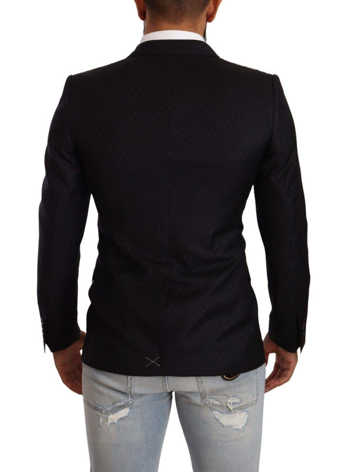 Dolce & Gabbana Black Dotted Double Breasted MARTINI Jacket #men, Black, Dolce & Gabbana, feed-1, IT46 | S, Jackets - Men - Clothing at SEYMAYKA