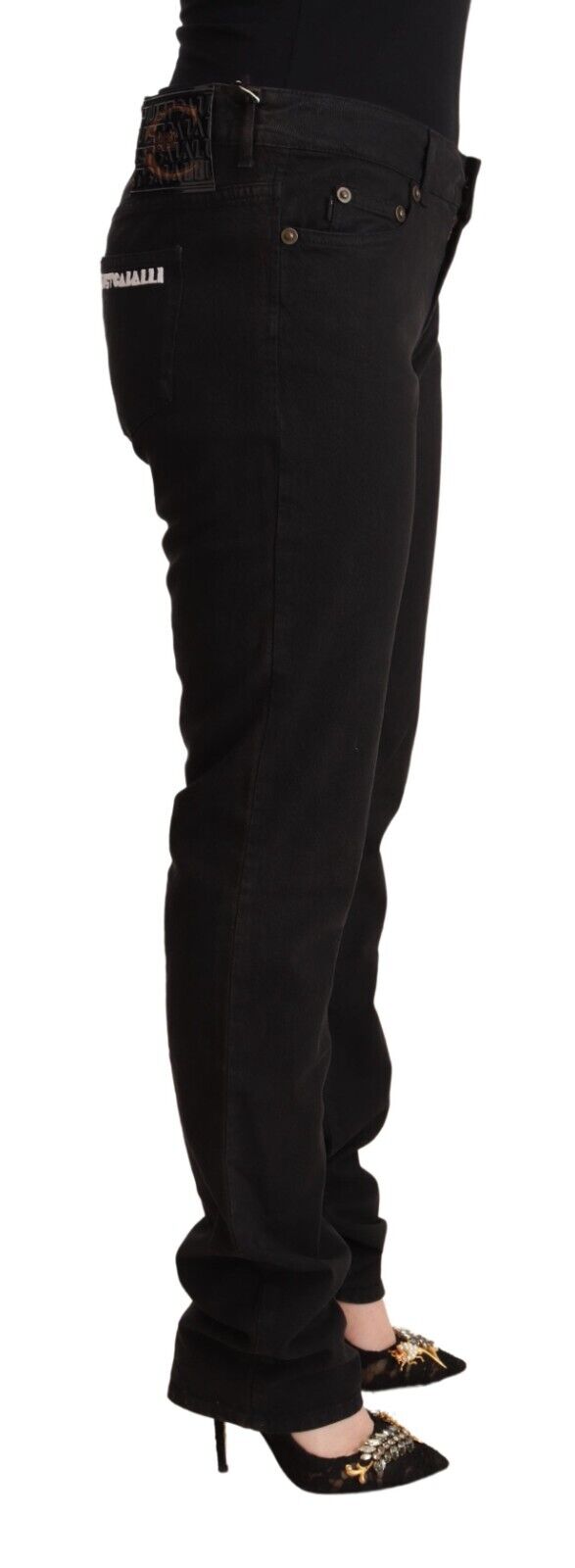 Just Cavalli Black Mid Waist Denim Cotton Skinny Jeans