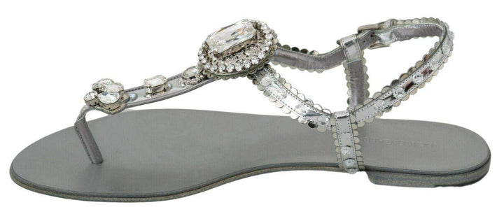 Dolce & Gabbana  Silver Crystal Sandals Flip Flops Shoes #women, Brand_Dolce & Gabbana, Catch, Category_Shoes, Dolce & Gabbana, EU36/US5.5, EU37/US6.5, EU38/US7.5, EU39/US8.5, EU40/US9.5, feed-agegroup-adult, feed-color-silver, feed-gender-female, feed-size-US5.5, feed-size-US6.5, feed-size-US8.5, feed-size-US9.5, Flat Shoes - Women - Shoes, Gender_Women, Kogan, Shoes - New Arrivals, Silver at SEYMAYKA