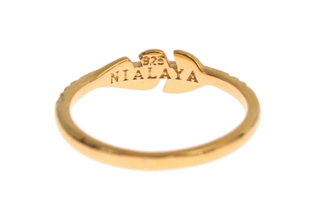 Nialaya Gold Clear CZ 925 Silver Ring #women, Accessories - New Arrivals, EU54 | US7, EU56 | US8, feed-agegroup-adult, feed-color-gold, feed-gender-female, Gold, Nialaya, Rings - Women - Jewelry at SEYMAYKA