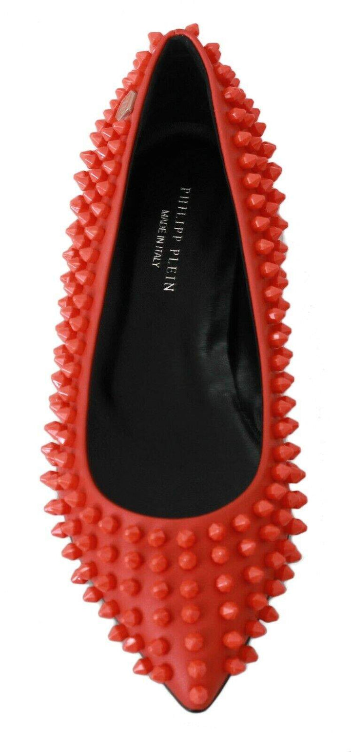 PHILLIP PLEIN Orange Leather Ballerina WHAT I DO Flats Shoes EU35/US4.5, feed-agegroup-adult, feed-color-Orange, feed-gender-female, Flat Shoes - Women - Shoes, Orange, PHILLIP PLEIN at SEYMAYKA