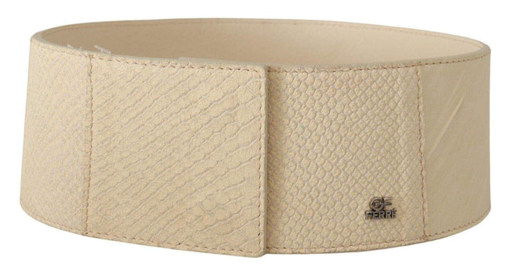 GF Ferre White Waxed Cotton Wide Fashion Belt 70 cm / 28 Inches, Belts - Women - Accessories, feed-agegroup-adult, feed-color-White, feed-gender-female, GF Ferre, White at SEYMAYKA