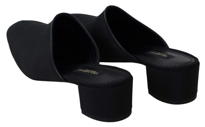 Dolce & Gabbana Black Grosgrain Slides Sandals Women Shoes Black, Dolce & Gabbana, EU35.5/US5, EU35/US4.5, EU36.5/US6, feed-agegroup-adult, feed-color-Black, feed-gender-female, Flat Shoes - Women - Shoes at SEYMAYKA