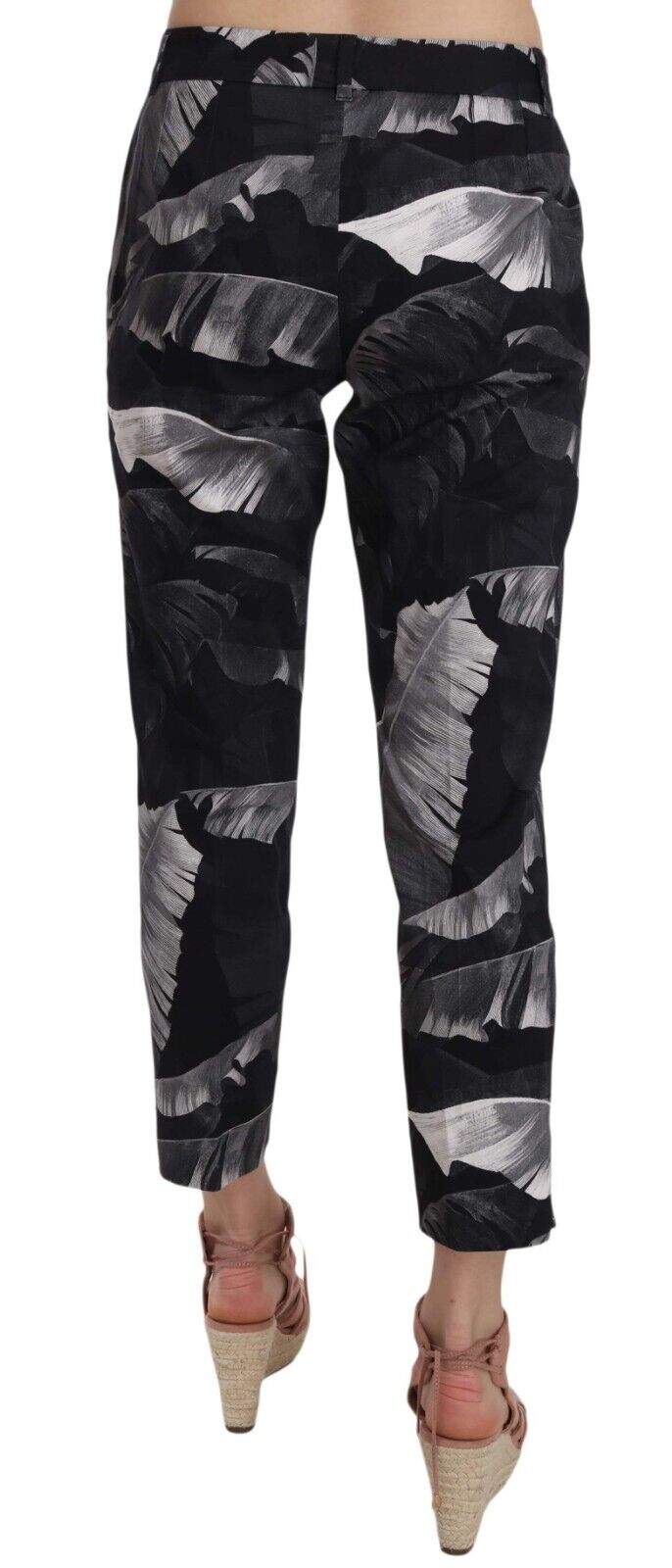 Dolce & Gabbana Black Banana Leaf Print Skinny Capri Pants Black, Dolce & Gabbana, feed-agegroup-adult, feed-color-Black, feed-gender-female, IT46 | L, Jeans & Pants - Women - Clothing at SEYMAYKA