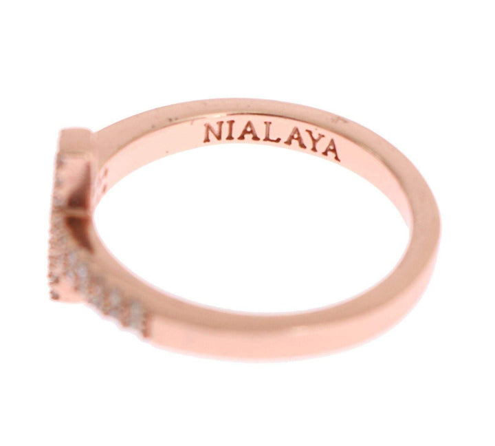 Nialaya Pink Gold 925 Silver  Cross CZ Ring EU49 | US5, EU52 | US6, EU54 | US7, EU56 | US8, feed-1, Nialaya, Pink, Rings - Women - Jewelry at SEYMAYKA