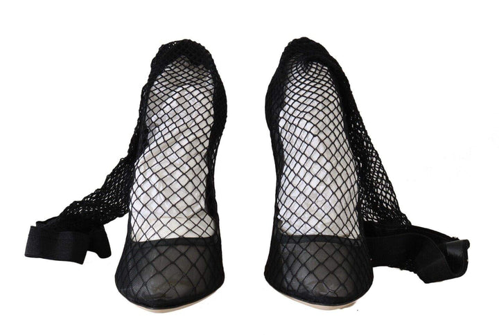 Dolce & Gabbana Black Netted Sock Heels Pumps Black, Dolce & Gabbana, EU39/US8.5, feed-1, Pumps - Women - Shoes at SEYMAYKA