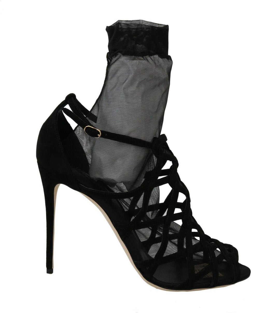 Dolce & Gabbana  Tulle Ankle Boots Sandal Black, Dolce & Gabbana, EU41/US10.5, feed-1, Sandals - Women - Shoes at SEYMAYKA