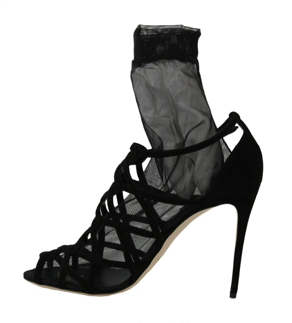 Dolce & Gabbana  Tulle Ankle Boots Sandal Black, Dolce & Gabbana, EU41/US10.5, feed-1, Sandals - Women - Shoes at SEYMAYKA