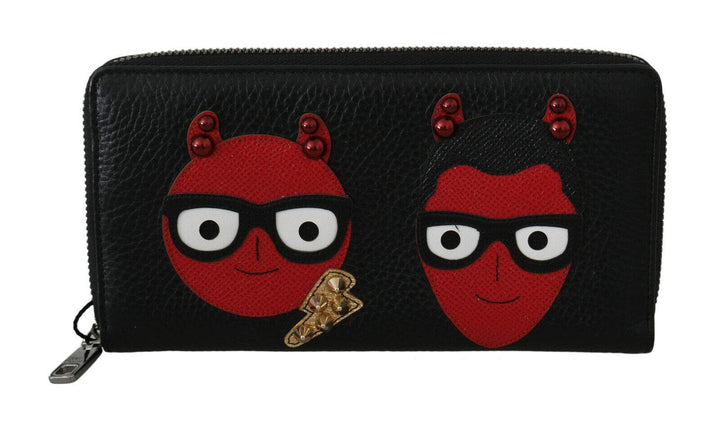 Dolce & Gabbana Black Red Leather #DGFAMILY Zipper Continental Wallet #men, Black and Red, Dolce & Gabbana, feed-1, Wallets - Men - Bags at SEYMAYKA