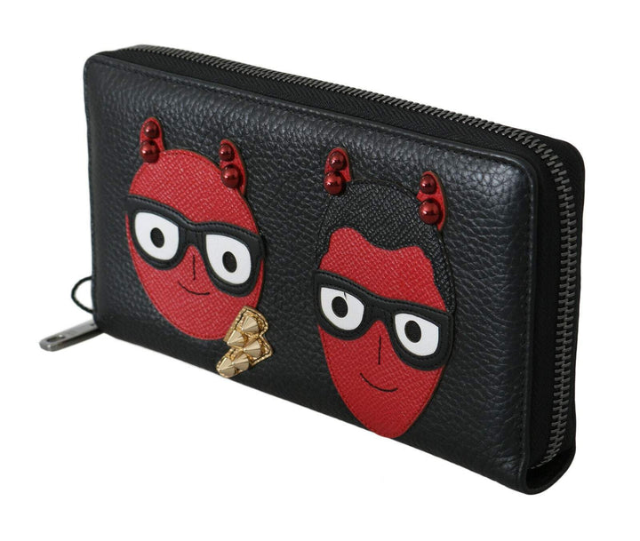 Dolce & Gabbana Black Red Leather #DGFAMILY Zipper Continental Wallet #men, Black and Red, Dolce & Gabbana, feed-1, Wallets - Men - Bags at SEYMAYKA