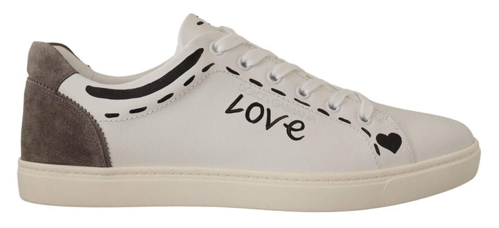 Dolce & Gabbana White Leather Gray LOVE Casual Sneakers Shoes #men, Dolce & Gabbana, EU39.5/US6.5, EU40/US7, EU41.5/US8.5, EU41/US8, EU42.5/US9.5, EU42/US9, EU43/US10, EU44/US11, feed-1, Sneakers - Men - Shoes, White at SEYMAYKA