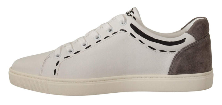 Dolce & Gabbana White Leather Gray LOVE Casual Sneakers Shoes #men, Dolce & Gabbana, EU39.5/US6.5, EU40/US7, EU41.5/US8.5, EU41/US8, EU42.5/US9.5, EU42/US9, EU43/US10, EU44/US11, feed-1, Sneakers - Men - Shoes, White at SEYMAYKA