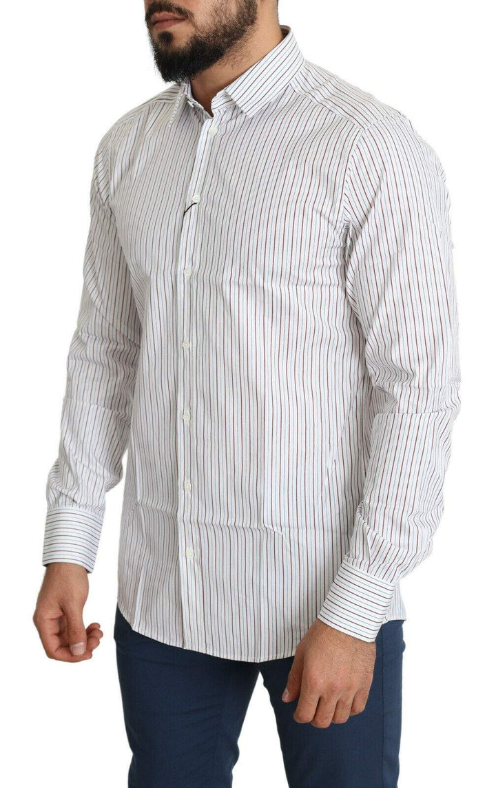 Dolce & Gabbana White Striped Formal MARTINI Shirt #men, Dolce & Gabbana, feed-1, IT40 | M, Shirts - Men - Clothing, White at SEYMAYKA