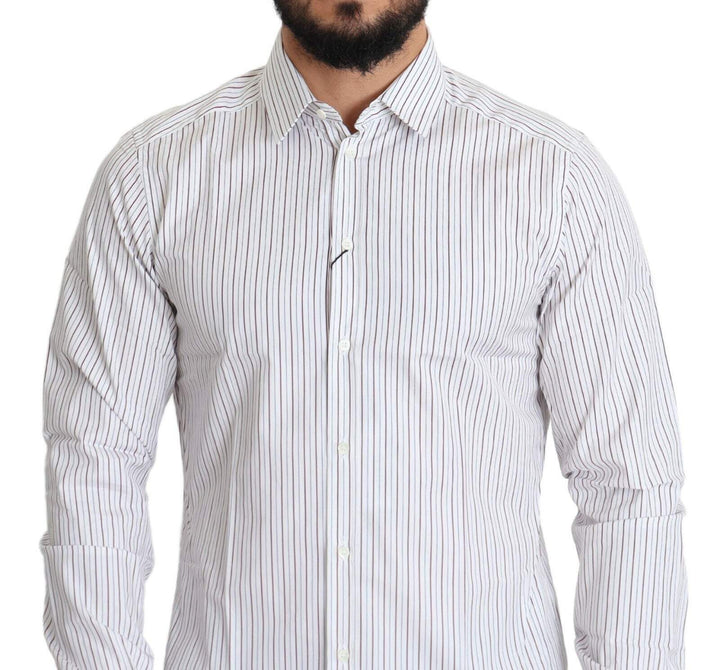 Dolce & Gabbana White Striped Formal MARTINI Shirt #men, Dolce & Gabbana, feed-1, IT40 | M, Shirts - Men - Clothing, White at SEYMAYKA