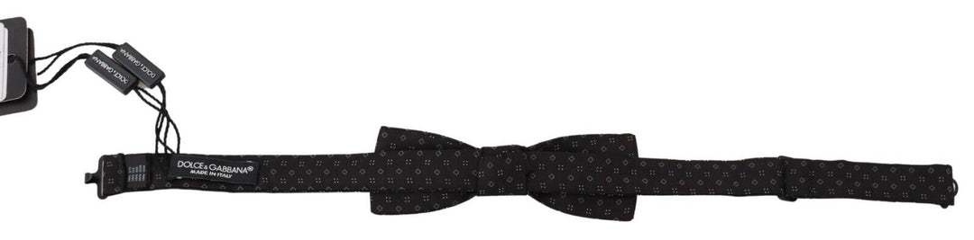 Dolce & Gabbana Black Pattern Silk Adjustable Neck Papillon Bow Tie