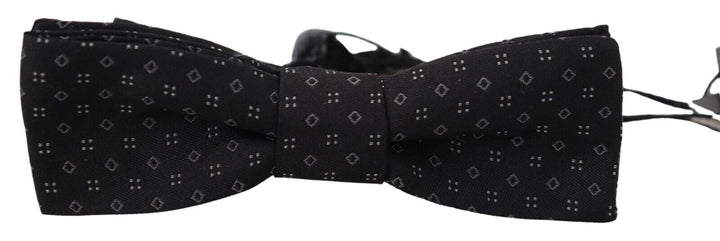 Dolce & Gabbana Black Pattern Silk Adjustable Neck Papillon Bow Tie