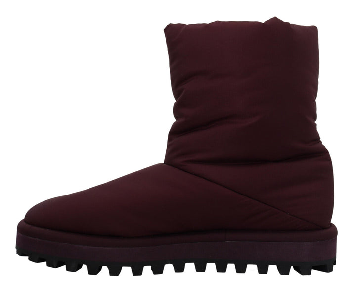 Dolce & Gabbana Bordeaux Nylon Boots Padded Mid Shoes