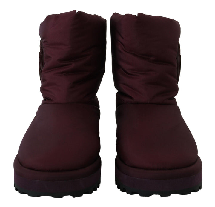 Dolce & Gabbana Bordeaux Nylon Boots Padded Mid Shoes