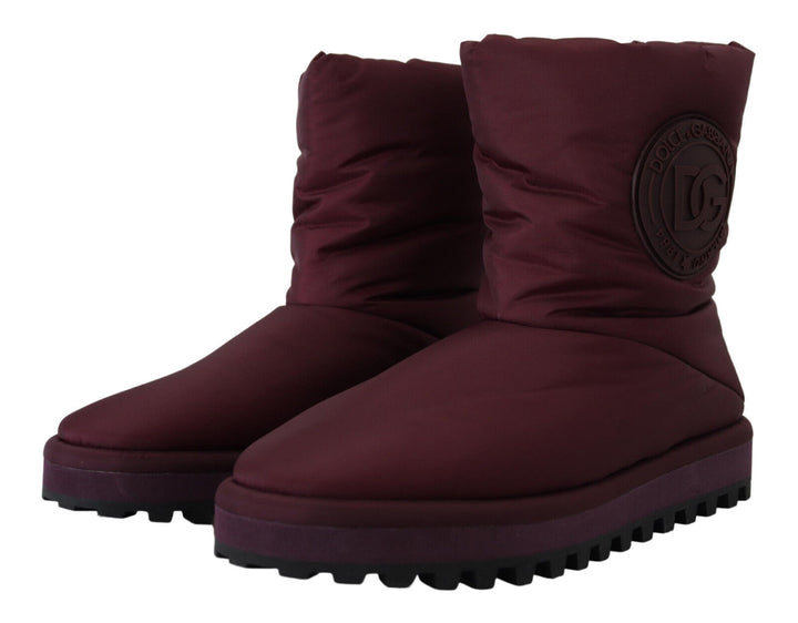 Dolce & Gabbana Bordeaux Nylon Boots Padded Mid Shoes