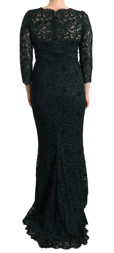 Dolce & Gabbana Green Floral Lace Maxi Floor Length Dress Dolce & Gabbana, Dresses - Women - Clothing, feed-1, Green, IT44|L at SEYMAYKA