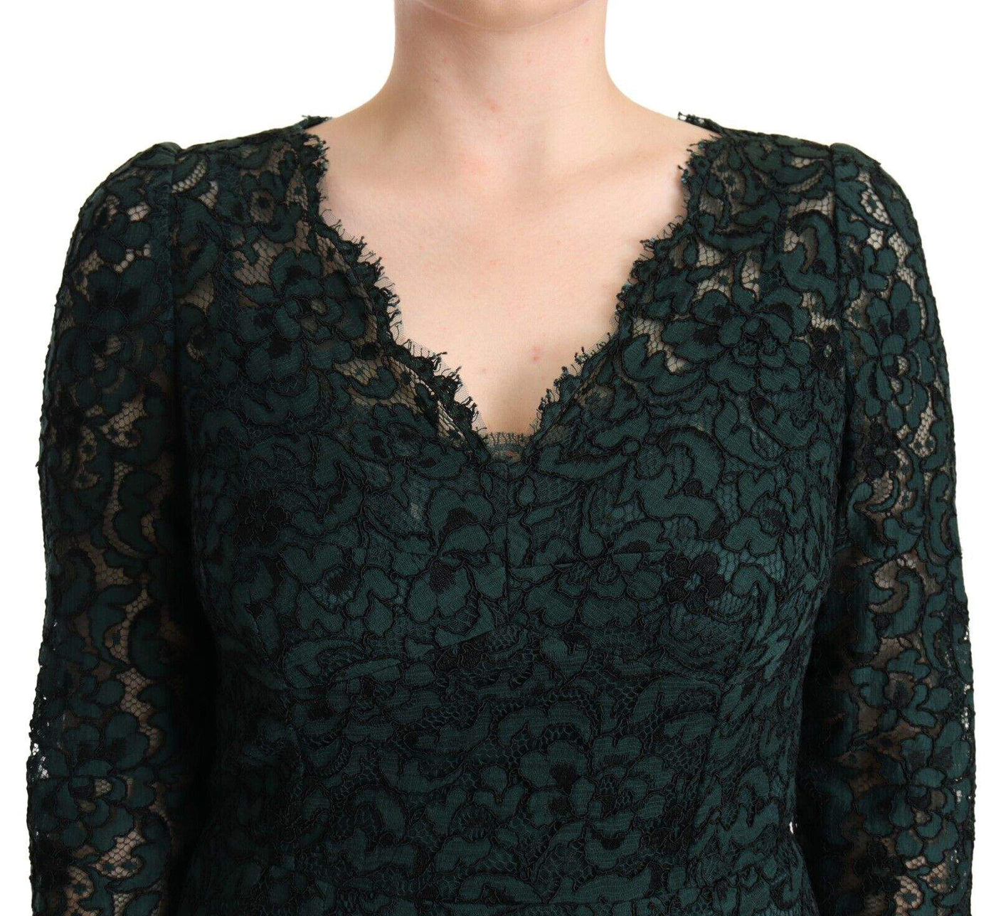 Dolce & Gabbana Green Floral Lace Maxi Floor Length Dress Dolce & Gabbana, Dresses - Women - Clothing, feed-1, Green, IT44|L at SEYMAYKA