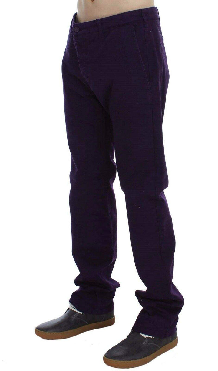 GF Ferre Purple Cotton Stretch Purple Fit  Pants #men, feed-agegroup-adult, feed-color-purple, feed-gender-male, GF Ferre, IT48 | M, Jeans & Pants - Men - Clothing, Men - New Arrivals, Purple at SEYMAYKA