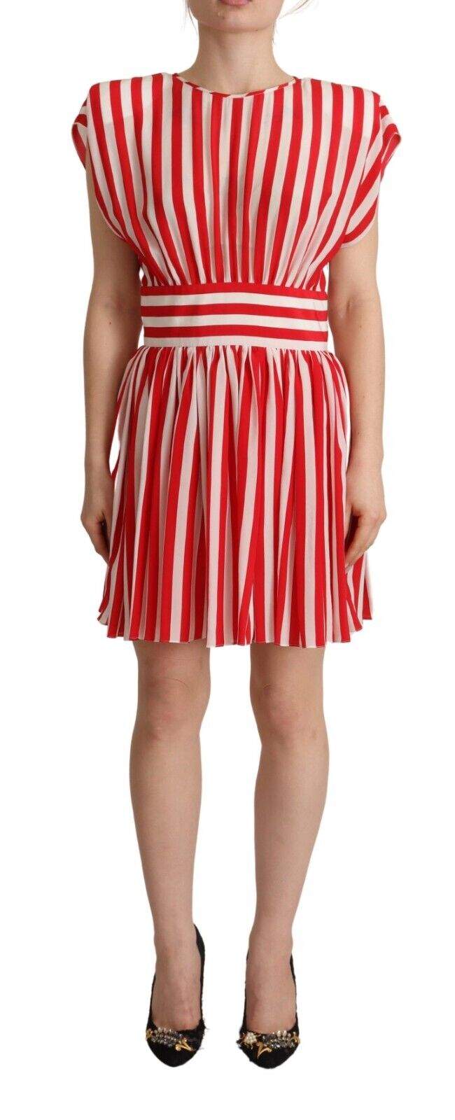 Dolce & Gabbana Red White Stripes Silk Mini A-line Dress Dolce & Gabbana, Dresses - Women - Clothing, feed-1, IT40|S, Red at SEYMAYKA