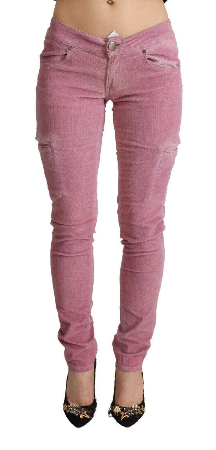 Acht Pink Cotton Low Waist Skinny Denim Cargo Jeans Acht, feed-1, IT40|S, Jeans & Pants - Women - Clothing, Pink at SEYMAYKA