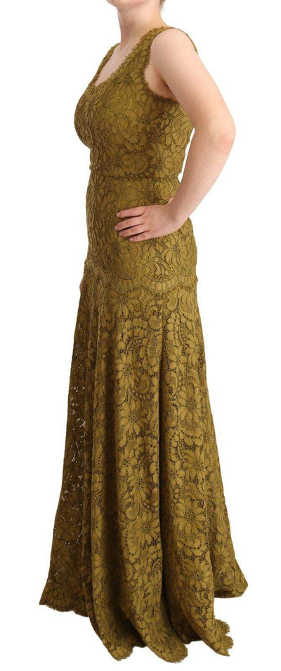 Dolce & Gabbana Brown Floral Lace Maxi Floor Length Dress Brown, Dolce & Gabbana, Dresses - Women - Clothing, feed-1, IT40|S at SEYMAYKA