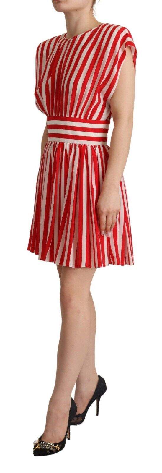 Dolce & Gabbana Red White Stripes Silk Mini A-line Dress Dolce & Gabbana, Dresses - Women - Clothing, feed-1, IT40|S, Red at SEYMAYKA