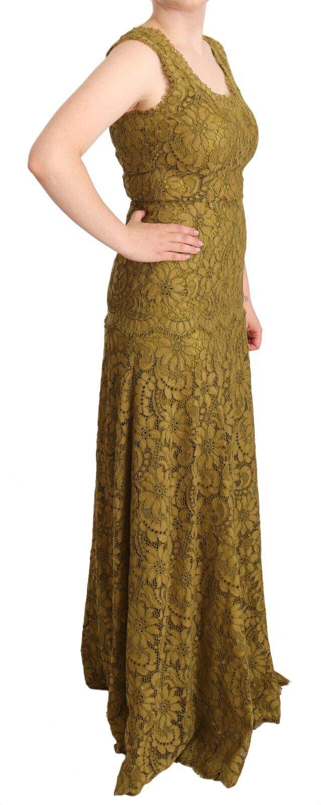 Dolce & Gabbana Brown Floral Lace Maxi Floor Length Dress Brown, Dolce & Gabbana, Dresses - Women - Clothing, feed-1, IT40|S at SEYMAYKA