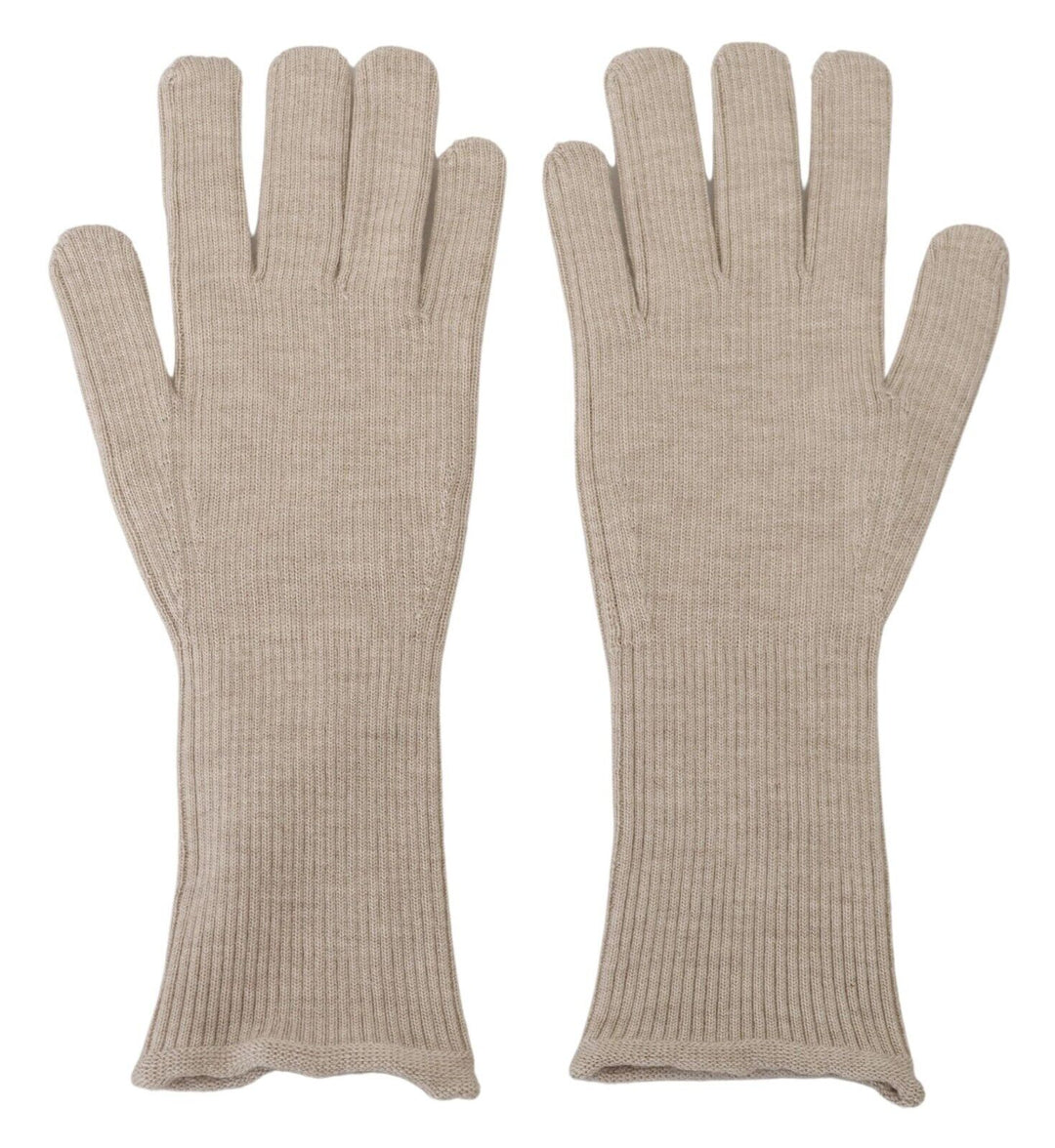 Dolce & Gabbana Ivory Cashmere Silk Hands Mitten s Gloves