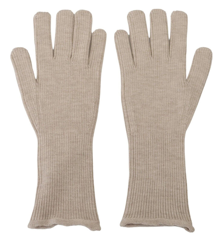 Dolce & Gabbana Ivory Cashmere Silk Hands Mitten s Gloves